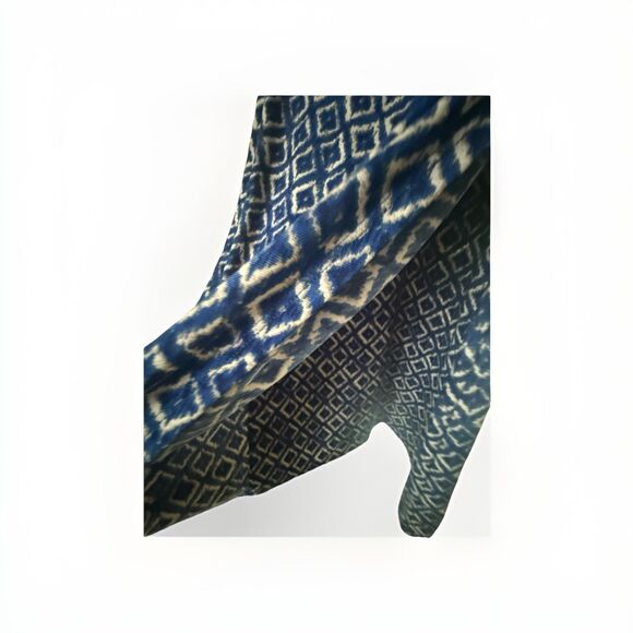 Lauren Ralph Lauren Dress Womens 4 Blue Ikat Geometric Sheath Ruched Sleeveless - Picture 4 of 9